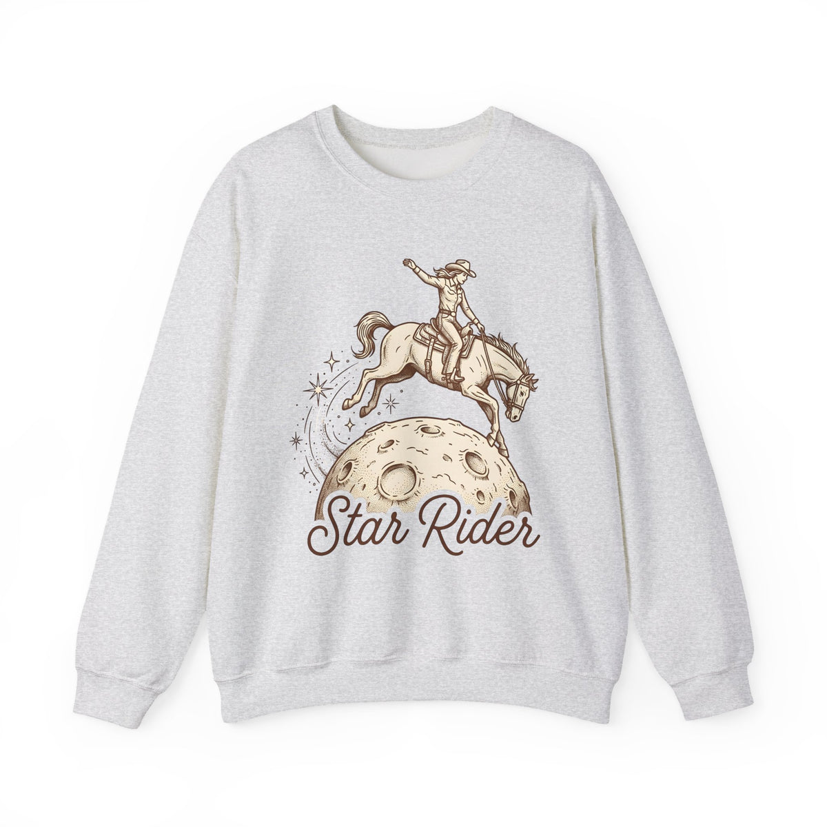 Cowboy Horse Cowgirl Ranch Gift Retro Stallion Cowboy Fan Horseback Sketch Crescent Sweatshirt
