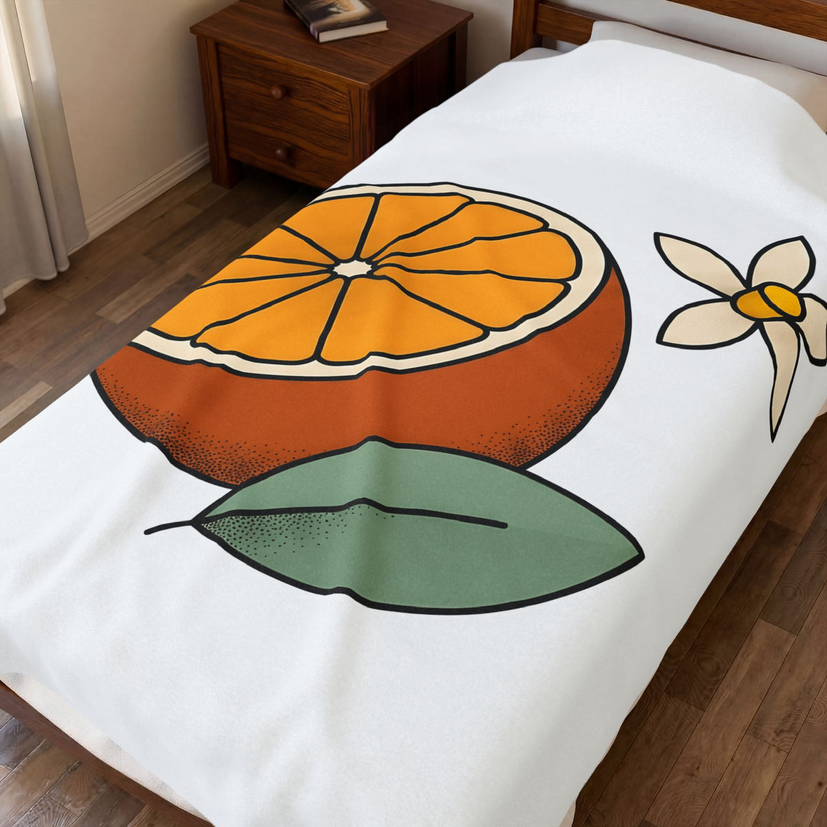 Tangerine Segment Blanket Boho Chic Gardening Gift Women Modern Blanket Mandarin Blanket Bohemian Fan Contemporary Blanket Gardener Graphic Classic