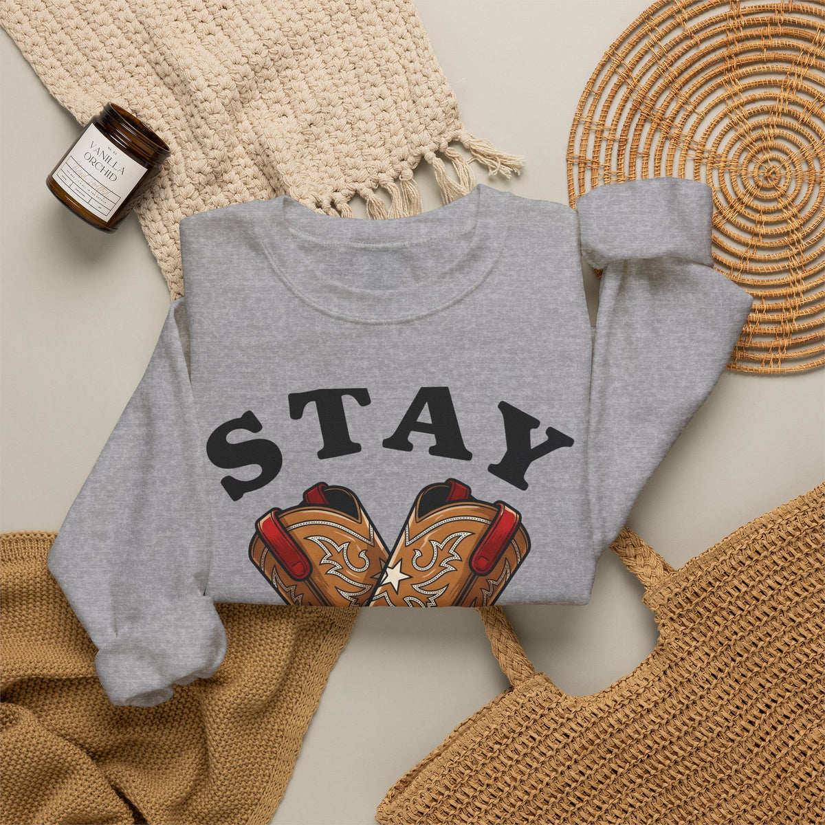 Cowboy Boots Sweatshirt 4th Of July Country Gift Women Modern Sweatshirt Boot Sweatshirt Patriot Fan Western Sweatshirt Country Graphic Classic Star Sweatshirt