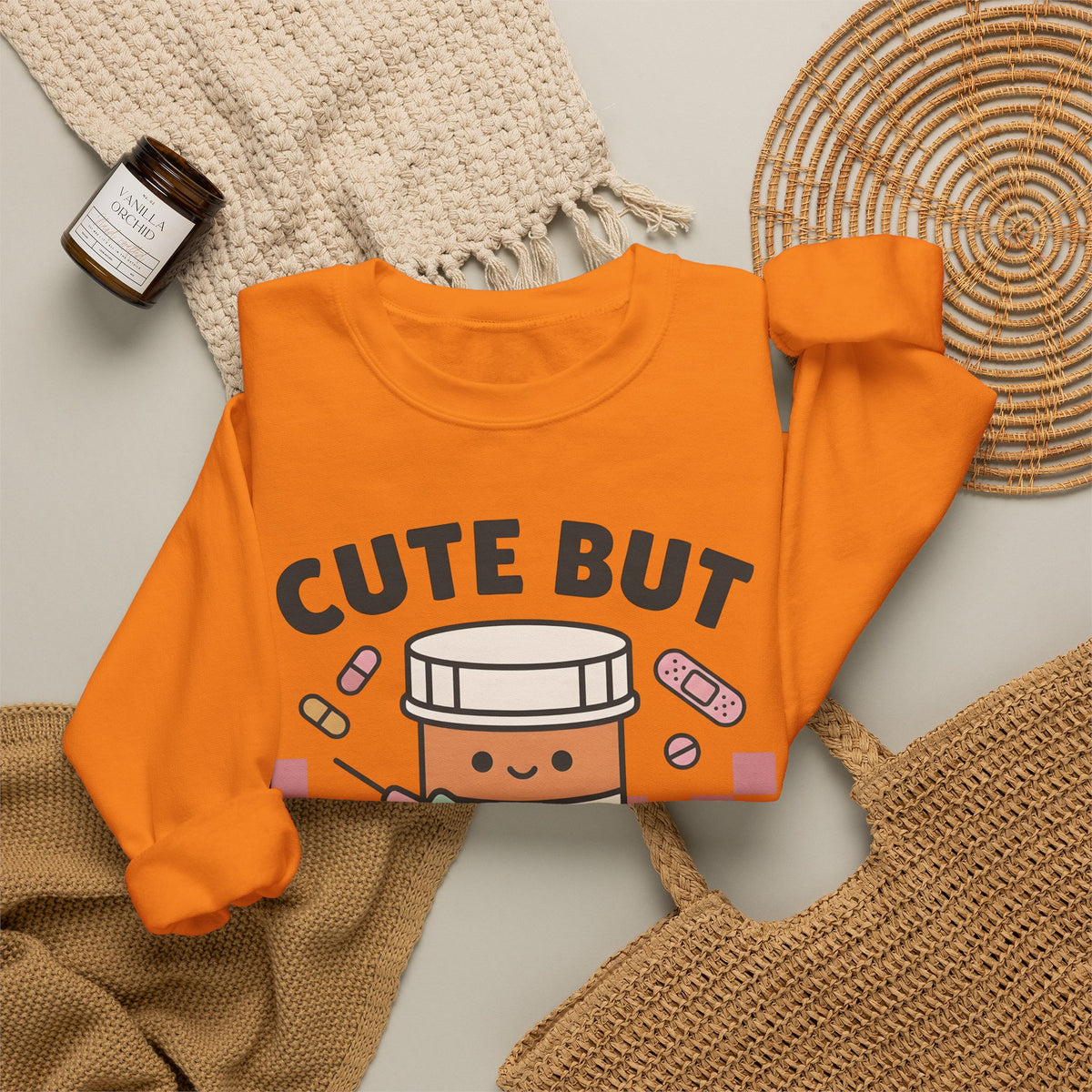 Pill Bottle Syringe Sweatshirt Nurses Medical Gift Women Kawaii Sweatshirt Medication Sweatshirt Nurse Enthusiast Cute Sweatshirt Healthcare Graphic Cartoon