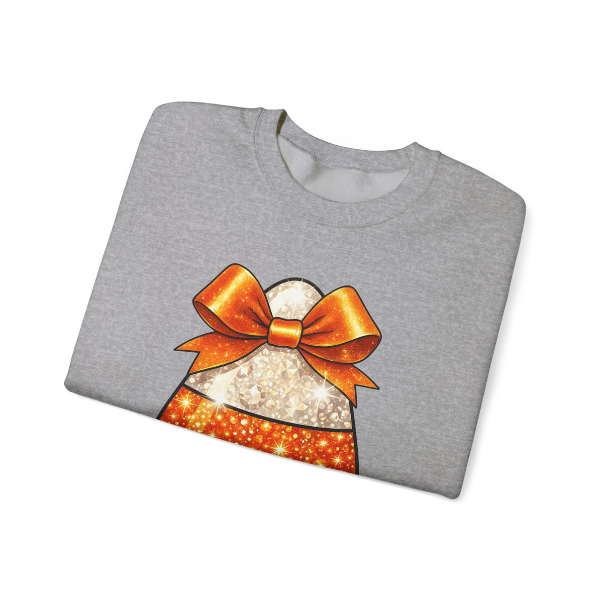 Candy Corn Sweatshirt Halloween Candy Gift Women Glitter Sweatshirt Triangular Corn Sweatshirt Spooky Fan Sparkling Sweatshirt Sweets Graphic Kawaii Bow Sweatshirt