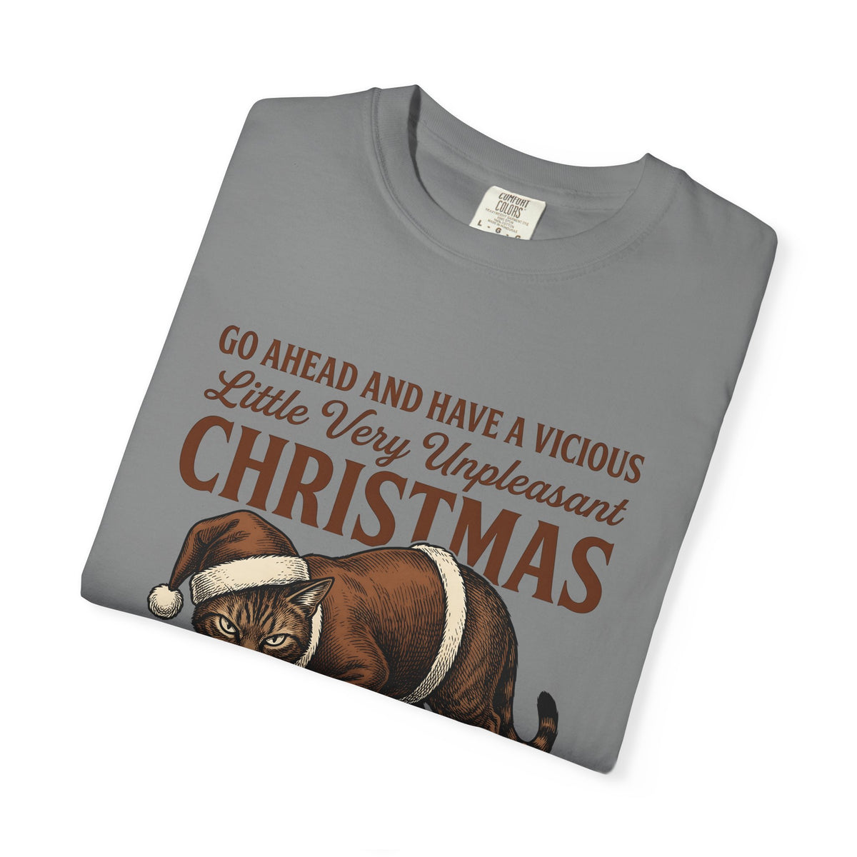 Santa Cat Cat Christmas Gift Vintage Christmas Cat Cat Fan Retro Holiday Hand Drawn T-Shirt
