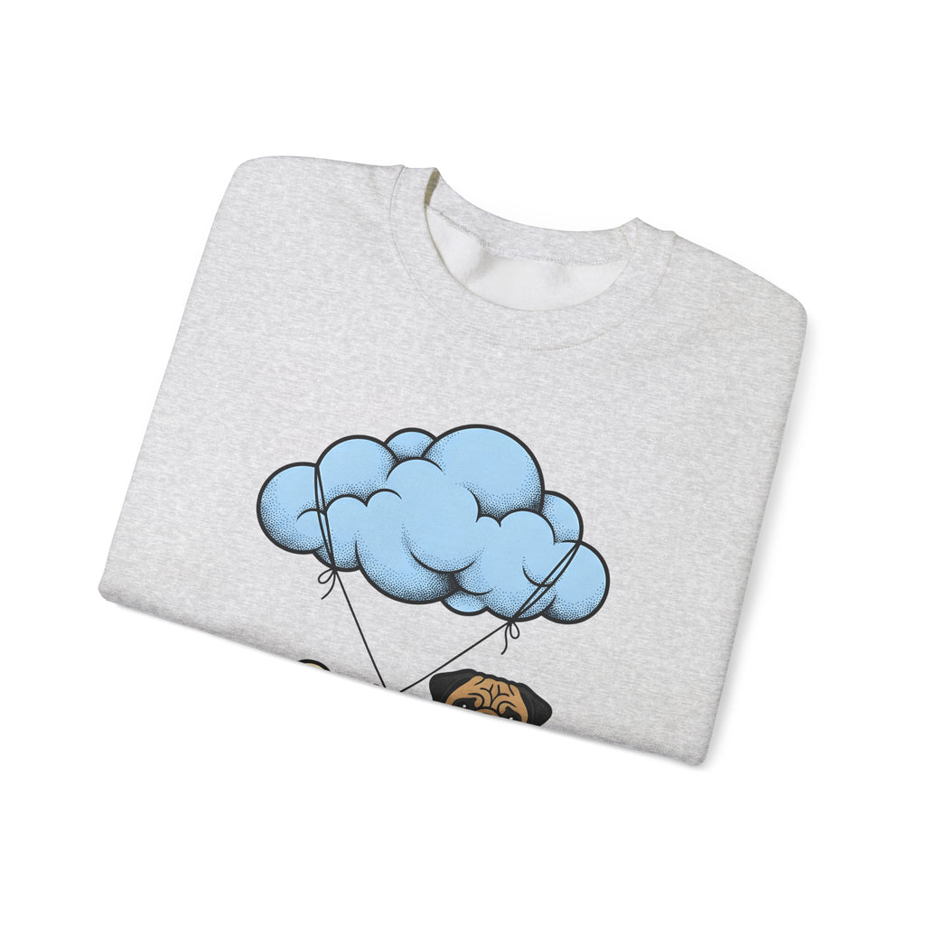 Pug Dog Sweatshirt Dog Animals Gift Women Cartoon Sweatshirt Puggle Sweatshirt Dog Fan Canine Graphic Pug Illustration Retro Cloud Sweatshirt