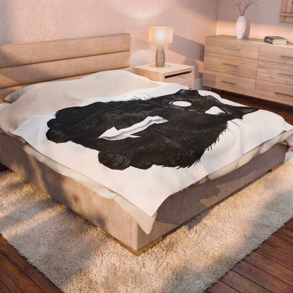 Black Cat Blanket Cat Gothic Gift Women Sketch Blanket Kitty Blanket Feline Fan Cat Illustration Graphic Minimalist Arrow Blanket