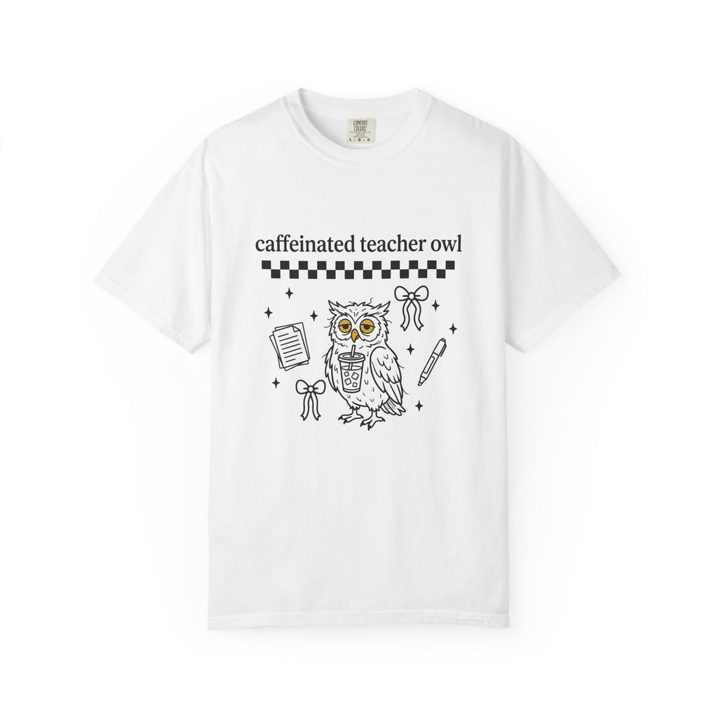 Coffee Owl T-Shirt Teacher Pets Gift Women Kawaii T-Shirt Owl T-Shirt Educator Enthusiast Cute T-Shirt Animal Graphic Hand Drawn Twinkles T-Shirt