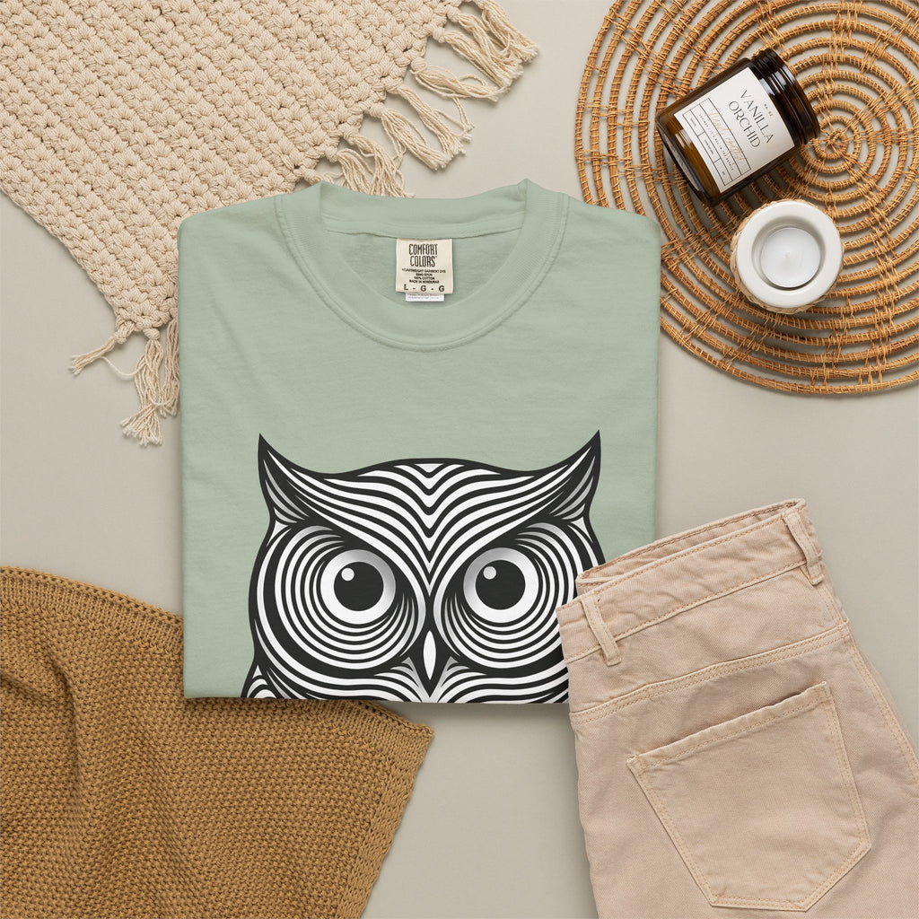 Owl Art T-Shirt Animal Wildlife Gift Women Abstract T-Shirt Hoot T-Shirt Animal Fan Nature Graphic T-Shirt Flat Motif T-Shirt