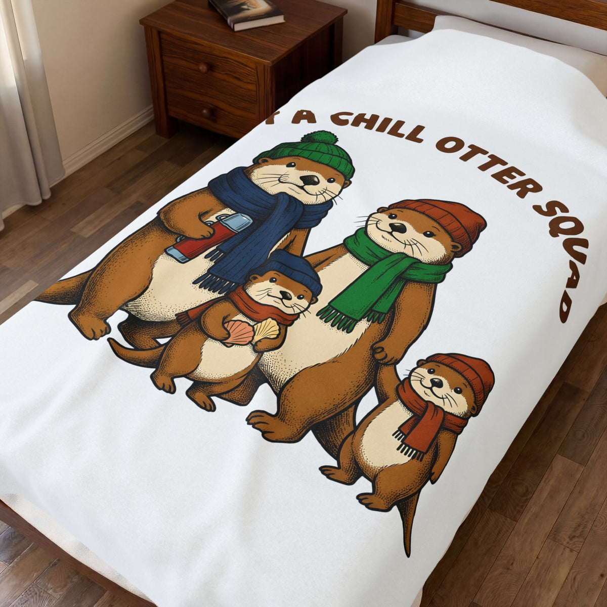 Otter Group Blanket Funny Wildlife Gift Women Comic Blanket Otters Blanket Humor Fan Cartoon Blanket Animal Graphic Sketch Beanies Blanket