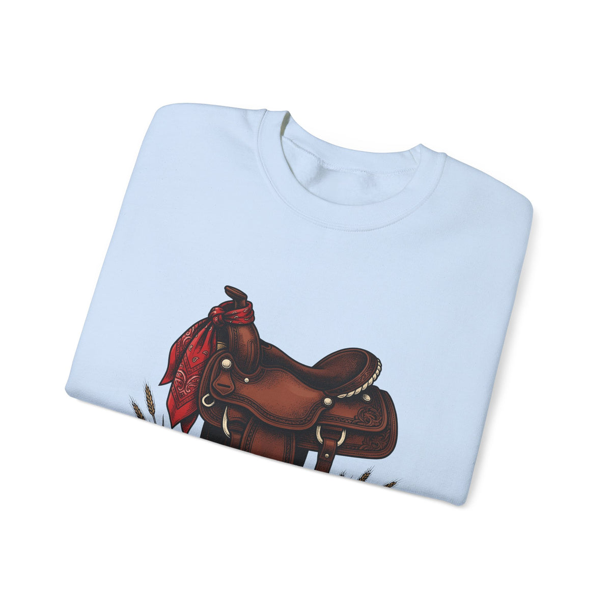 Western Saddle Cowgirl Western Gift Vintage Saddle Cowboy Fan Rodeo Hand Drawn Wheat Sweatshirt