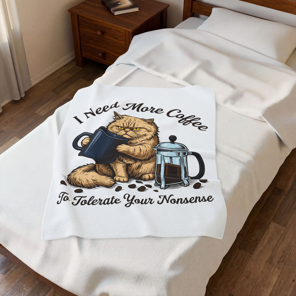 Cranky Cat Blanket Cat Latte Gift Women Old School Blanket Grumpy Cat Blanket Cat Fan Feline Blanket Coffee Graphic Doodle Blanket Blanket