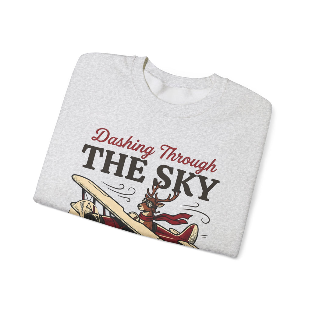 Deer Airplane Sweatshirt Christmas Celebration Gift Women Rustic Sweatshirt Fawn Sweatshirt Noel Fan Vintage Sweatshirt Party Graphic Classic Neckwear Sweatshirt