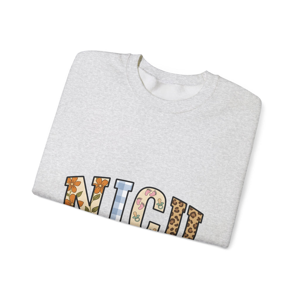 Nicu Letters Pattern Sweatshirt Nurses Baby Gift Women Playful Sweatshirt Neon Letters Sweatshirt Nurse Practitioner Enthusiast Whimsical Sweatshirt Infant