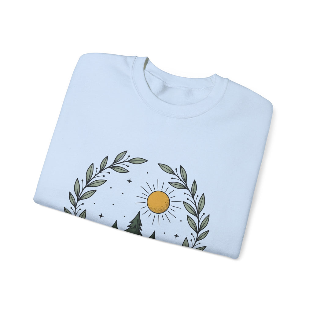 Fir Tree Sweatshirt Nature Wilderness Gift Women Leaf Sweatshirt Pine Sweatshirt Outdoors Enthusiast Foliage Sweatshirt Bush Graphic Outline Bright Sun Sweatshirt