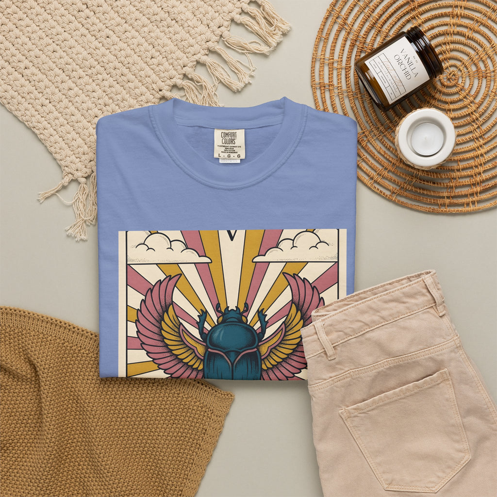 Beetle T-Shirt Boho Chic Esoteric Gift Women Divination Card T-Shirt Bug T-Shirt Bohemian Fan Tarot T-Shirt Mystical Graphic Hand Drawn Crescent