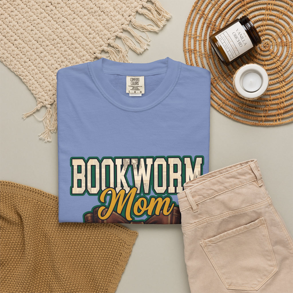Book Bow T-Shirt Moms Reading Gift Women Bold Graphic T-Shirt Bookmark T-Shirt Mother Fan Graphic Design Book Illustration Retro Stacked Books
