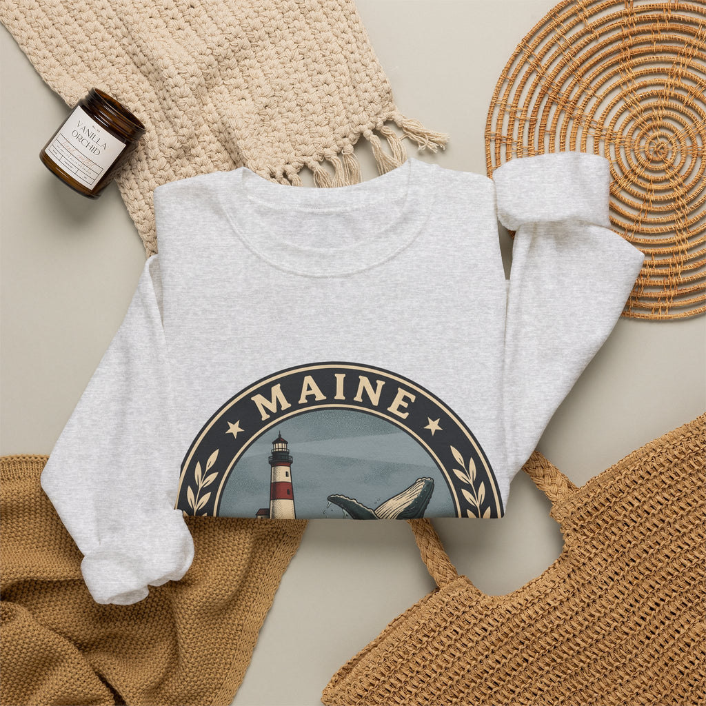 Whale Beacon Sweatshirt Maine Marine Gift Women Vintage Sweatshirt Whale Sweatshirt New England Enthusiast Distressed Sweatshirt Nautical Graphic Retro Sea