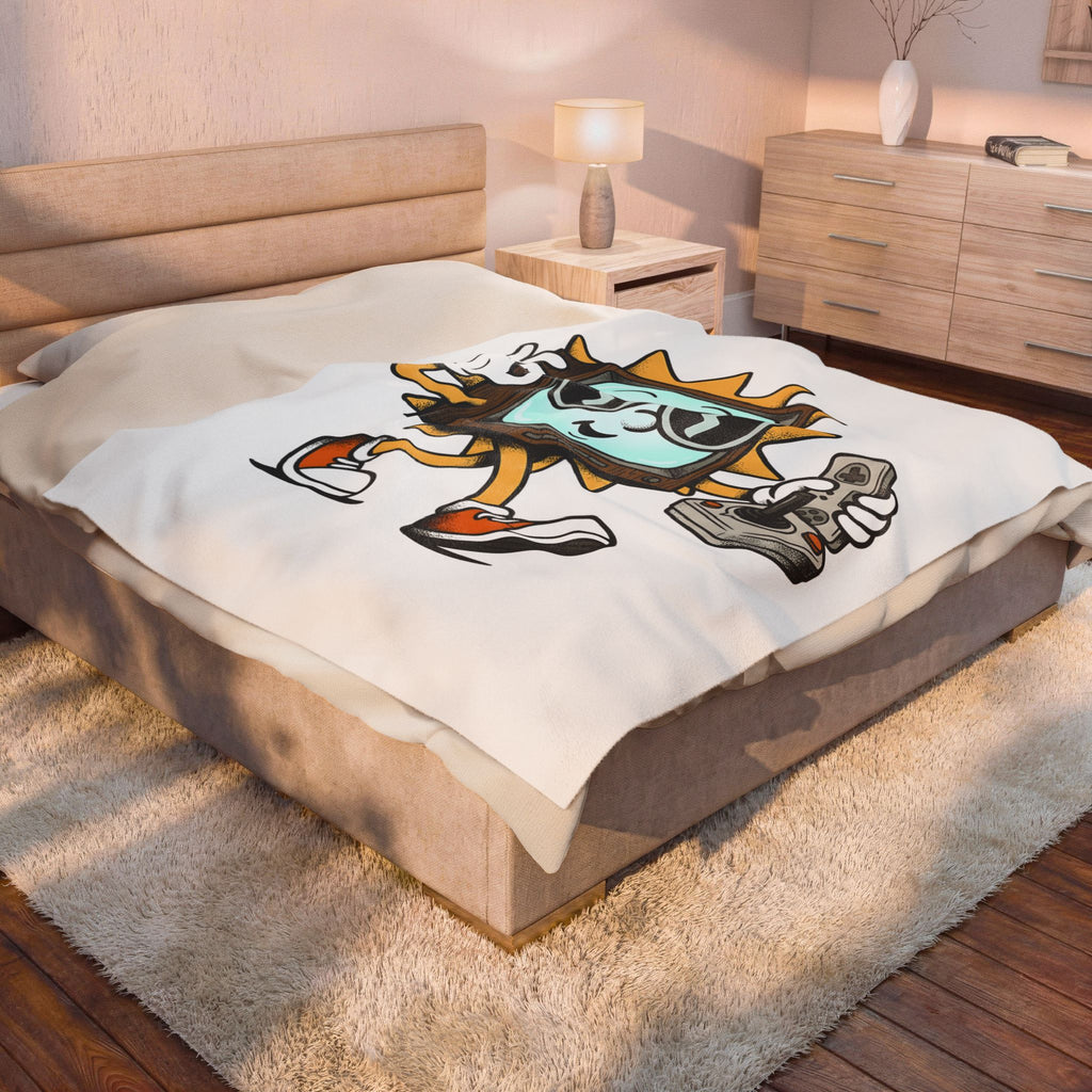 Vintage Tv Figure Blanket Cute Console Gift Women Comic Blanket Retro Tv Character Blanket Adorable Fan Cartoon Blanket Controller Graphic Classic