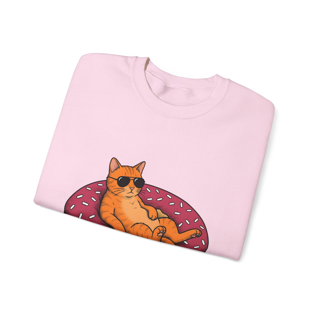 Feline Donut Sweatshirt Cat Cuisine Gift Women Animated Sweatshirt Cat Sweatshirt Cat Fan Kitty Sweatshirt Food Graphic Classic Glasses Sweatshirt