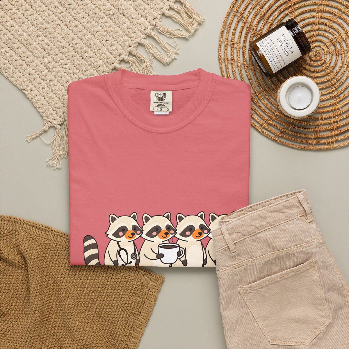 Raccoon Family T-Shirt Nurses Creatures Gift Women Lovable T-Shirt Trash Panda T-Shirt Nurse Enthusiast Cute T-Shirt Wildlife Graphic Animated