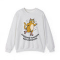 Skating Cat Sweatshirt Funny Feline Gift Women Comic Sweatshirt Cat Sweatshirt Humor Fan Cartoon Sweatshirt Kitty Graphic Vintage Sparkles Sweatshirt