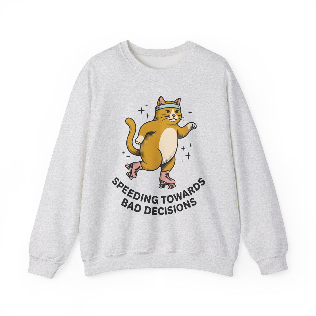 Skating Cat Sweatshirt Funny Feline Gift Women Comic Sweatshirt Cat Sweatshirt Humor Fan Cartoon Sweatshirt Kitty Graphic Vintage Sparkles Sweatshirt