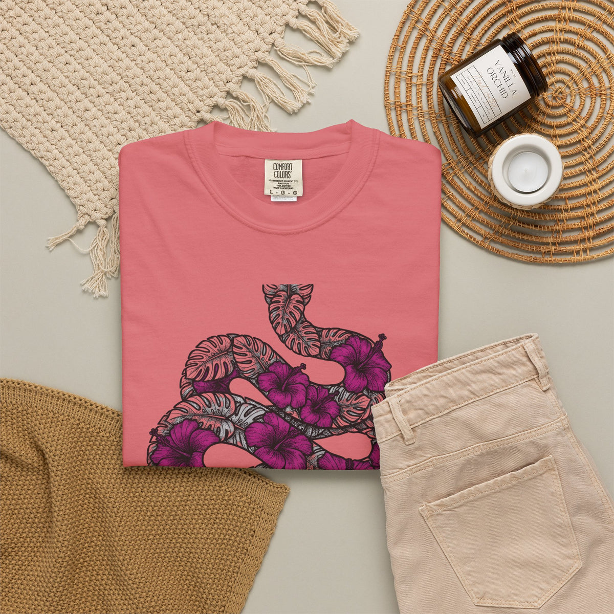 Serpent Flower T-Shirt Boho Chic Spiritual Gift Women Hippie T-Shirt Snake Flower T-Shirt Bohemian Enthusiast Psychedelic T-Shirt Mystical Graphic