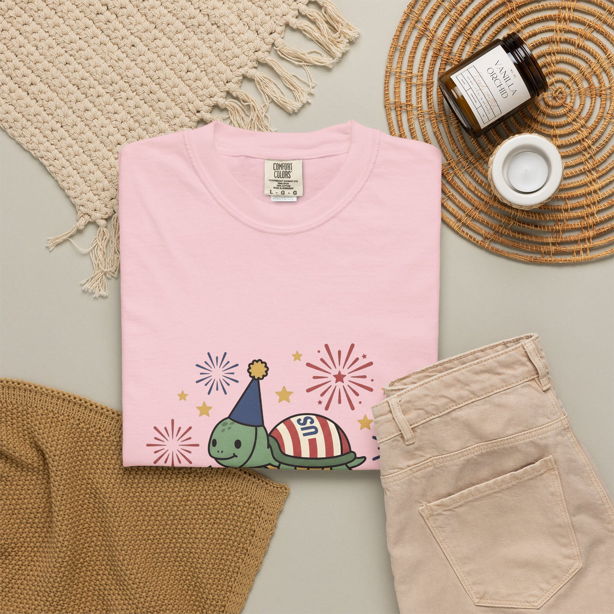 Turtle Celebration Hat T-Shirt 4th Of July Usa Gift Women Sweet T-Shirt Turtle Hat T-Shirt Independence Day Fan Patriotic T-Shirt American Graphic