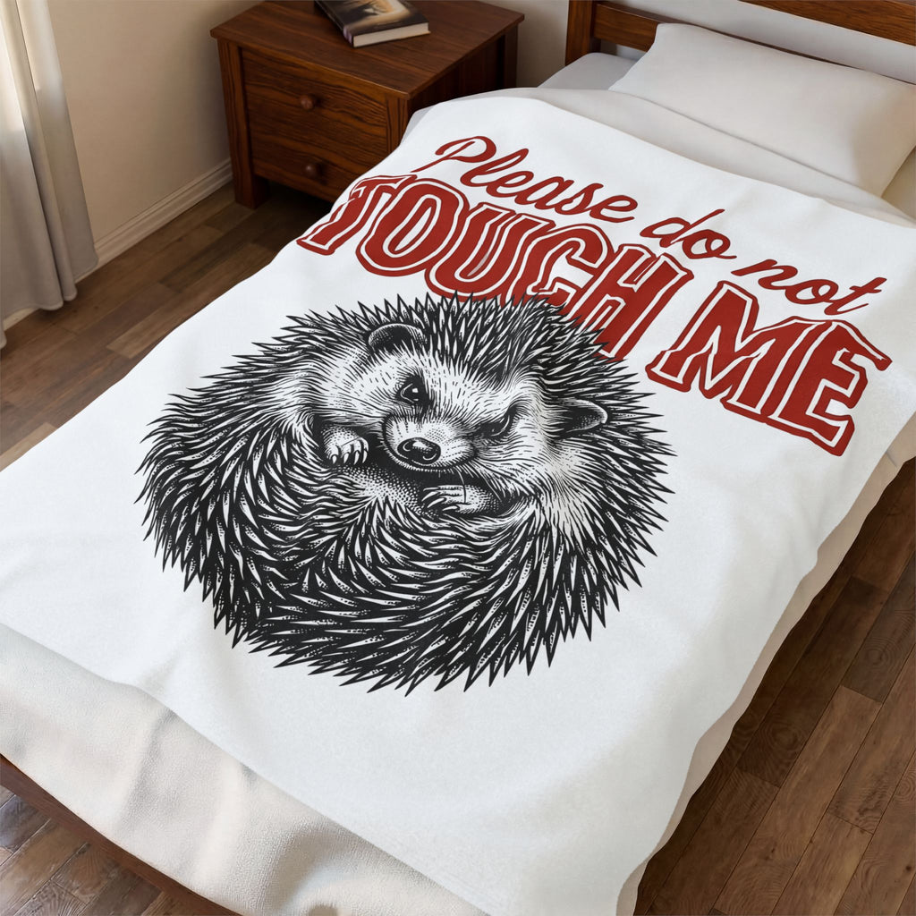 Hedgehog Art Blanket Funny Wildlife Gift Women Retro Blanket Porcupine Blanket Humor Fan Vintage Blanket Animal Graphic Doodle Critter Blanket