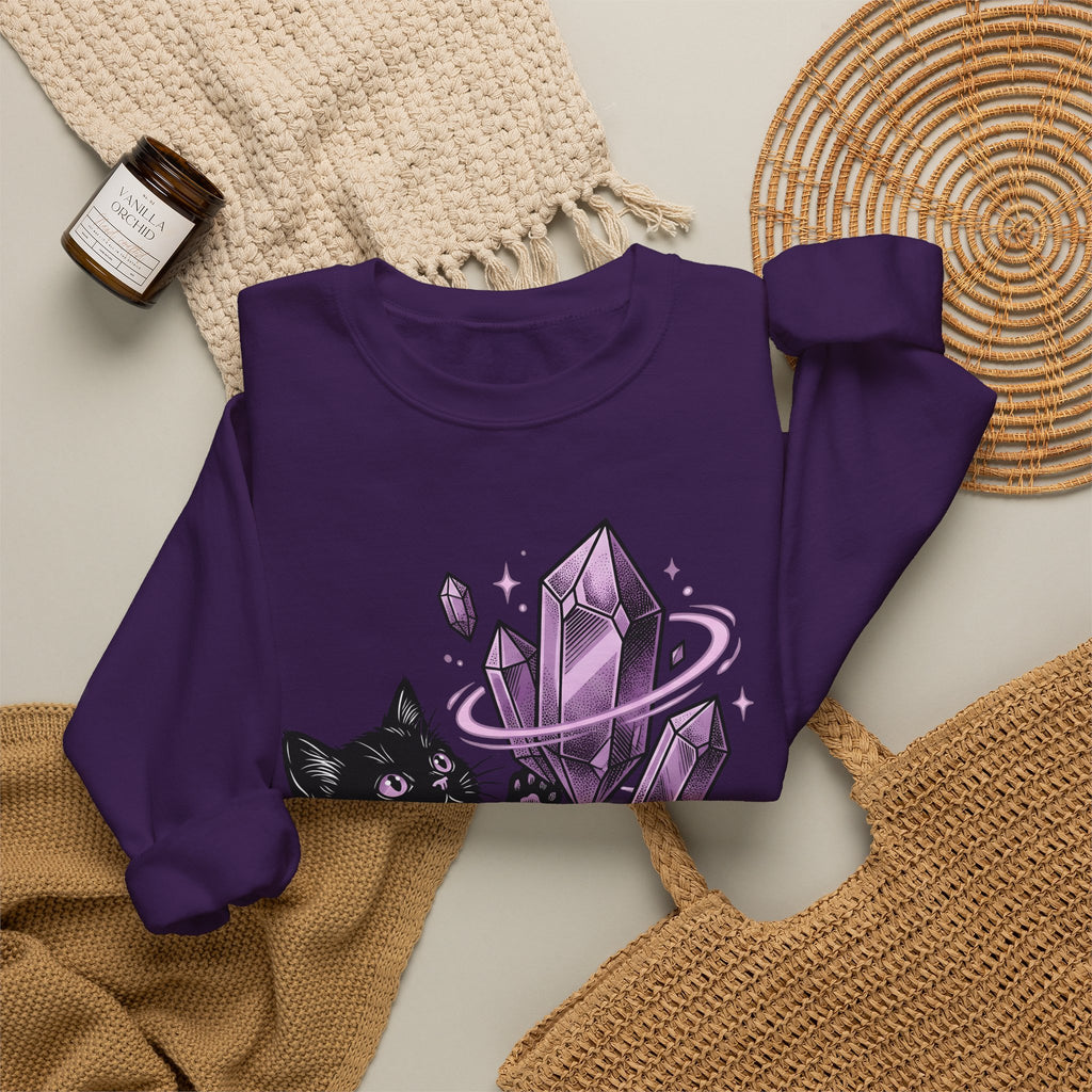 Dark Cat Sweatshirt Cat Occult Gift Women Spiritual Sweatshirt Black Cat Sweatshirt Feline Fan Mystical Graphic Sweatshirt Old School Minerals Sweatshirt