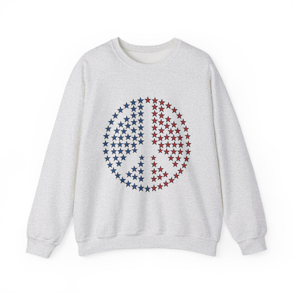 Peace Sign Stars Sweatshirt 4th Of July Calm Gift Women Independence Sweatshirt Star Symbol Sweatshirt Patriot Fan Retro Sweatshirt Serene Graphic Throwback