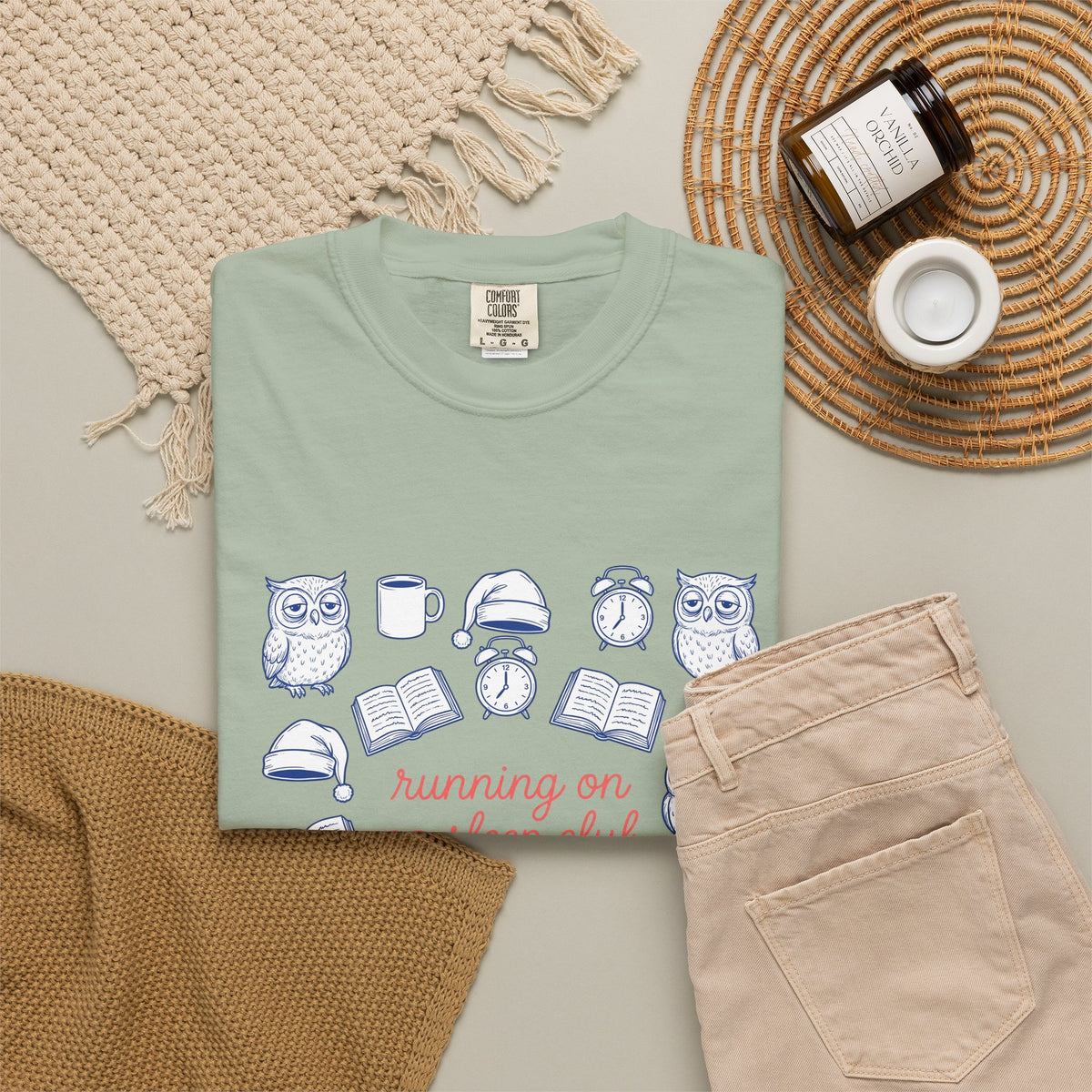 Sleepy Owl T-Shirt Mom Book Gift Women Hand Drawn T-Shirt Owl T-Shirt Mother Fan Owl T-Shirt Bibliophile Graphic Doodle Coffee T-Shirt T-Shirt