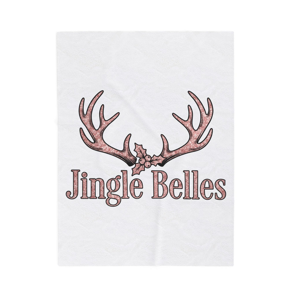 Reindeer Antlers Christmas Holiday Gift Glitter Caribou Xmas Fan Sparkly Seasonal Hand Drawn Blanket