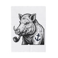 Boar Pipe Blanket Funny Animal Gift Women Woodcut Blanket Smoking Pipe Blanket Humor Fan Print Blanket Wildlife Graphic Vintage Anchor Blanket