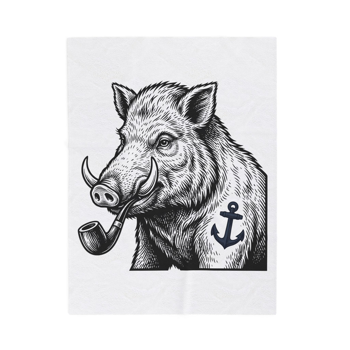Boar Pipe Blanket Funny Animal Gift Women Woodcut Blanket Smoking Pipe Blanket Humor Fan Print Blanket Wildlife Graphic Vintage Anchor Blanket