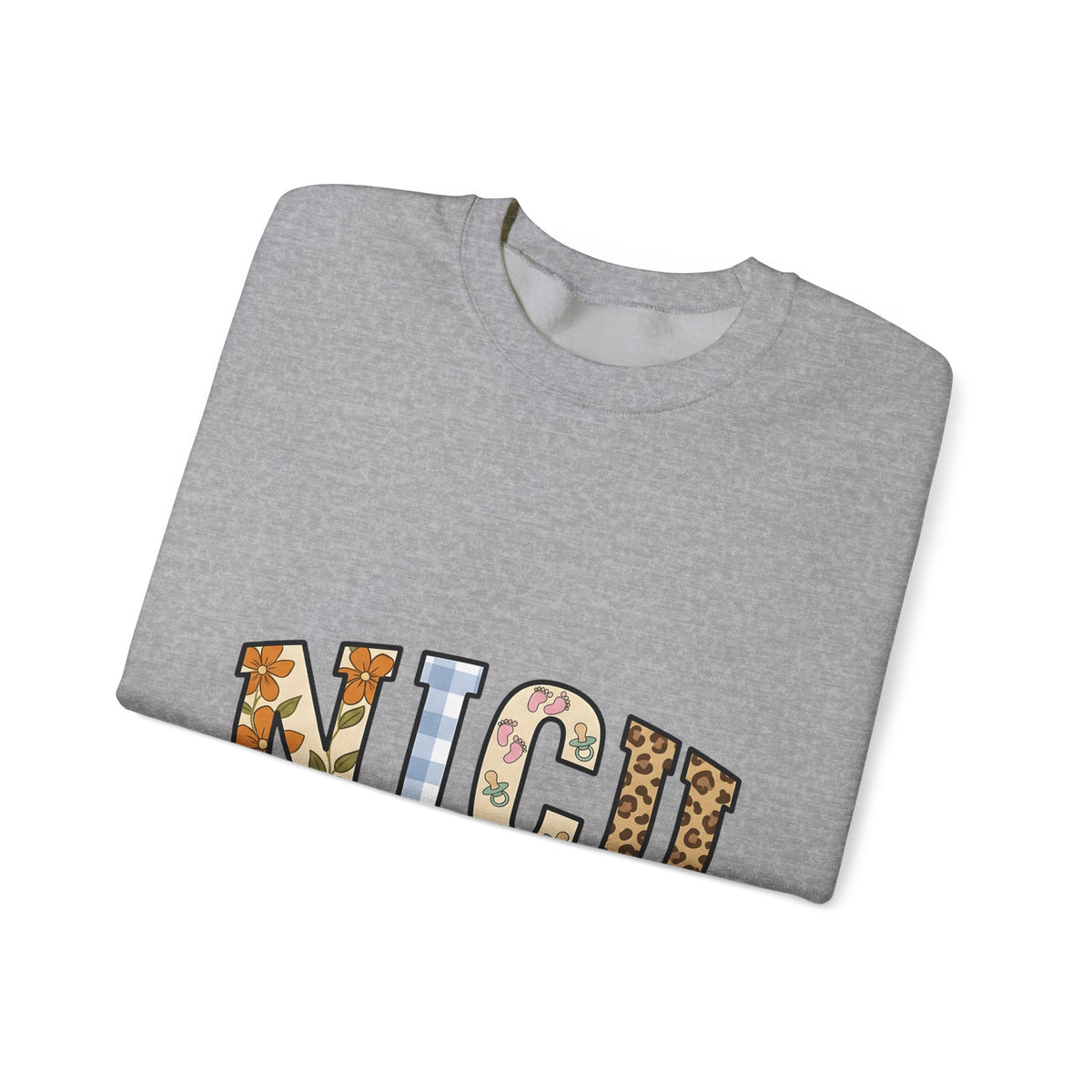 Nicu Letters Pattern Sweatshirt Nurses Baby Gift Women Playful Sweatshirt Neon Letters Sweatshirt Nurse Practitioner Enthusiast Whimsical Sweatshirt Infant