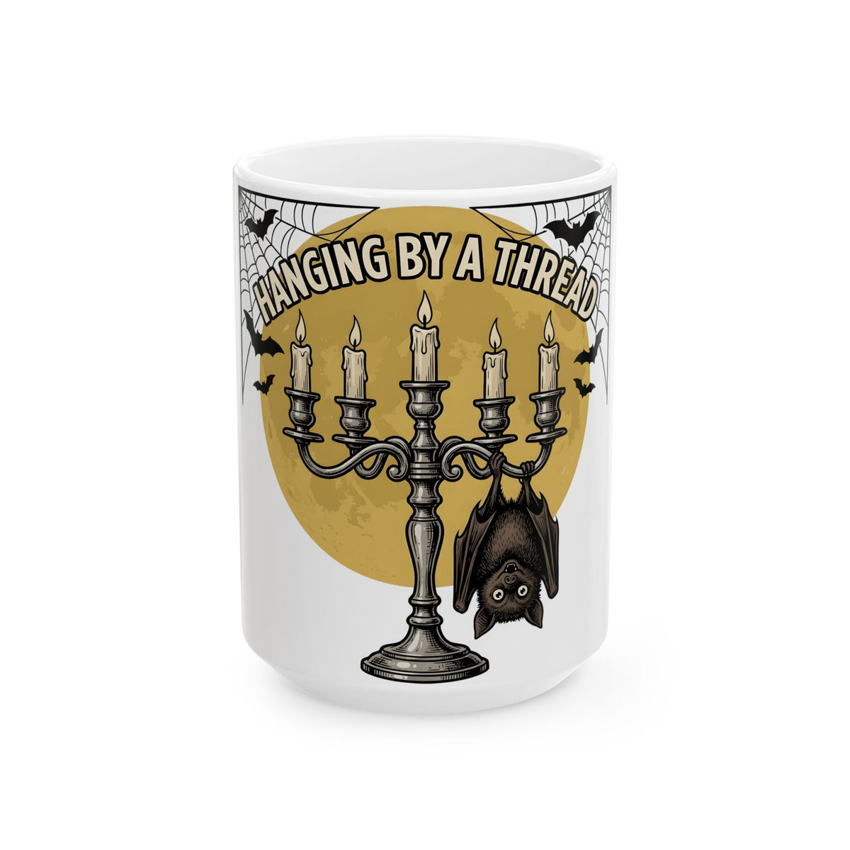 Bat Candelabra Mug Halloween Goth Gift Women Gothic Mug Candelabrum Mug Horror Fan Dark Mug Emo Graphic Vintage Spiderweb Mug