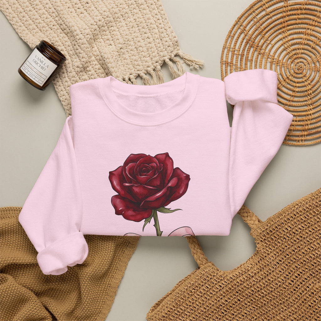 Rose Flower Sweatshirt Floral Romantic Gift Women Watercolor Sweatshirt Flower Sweatshirt Floral Fan Painted Sweatshirt Lovely Graphic Hand Drawn Bow Sweatshirt