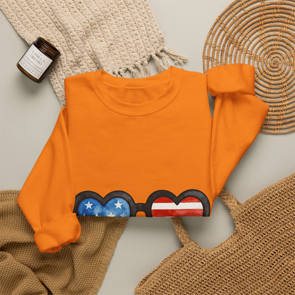 Heart Sunglasses Sweatshirt 4th Of July Patriotic Gift Women Watercolor Sweatshirt Shades Sweatshirt Independence Day Fan Painted Sweatshirt American Graphic