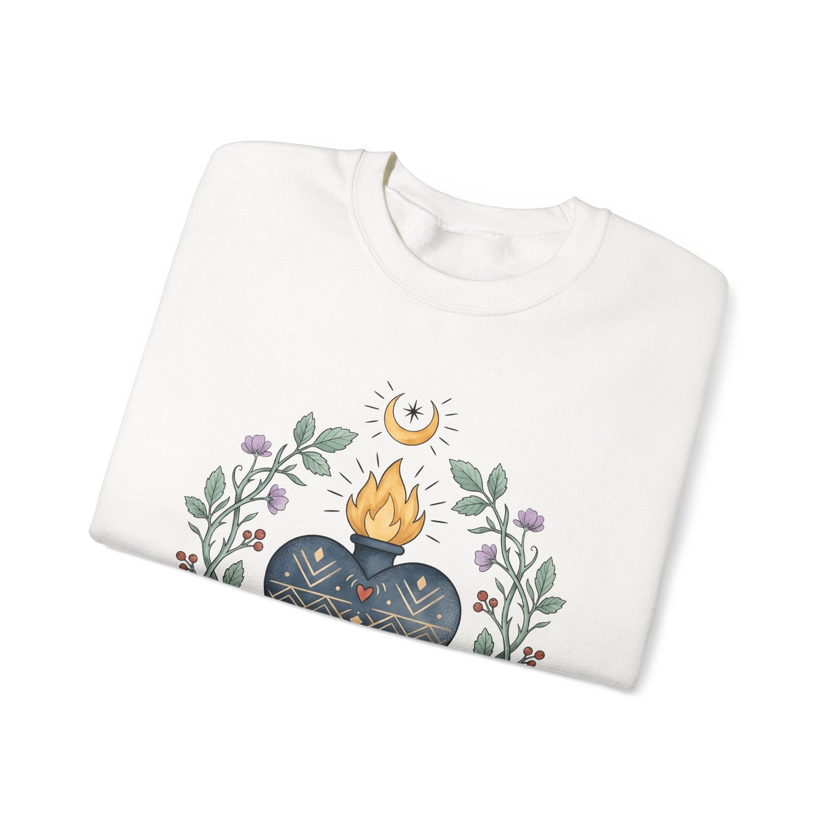 Sacred Heart Sweatshirt Boho Chic Spiritual Gift Women Folk Art Sweatshirt Heart Sweatshirt Hippie Enthusiast Primitive Sweatshirt Mystical Graphic Vintage