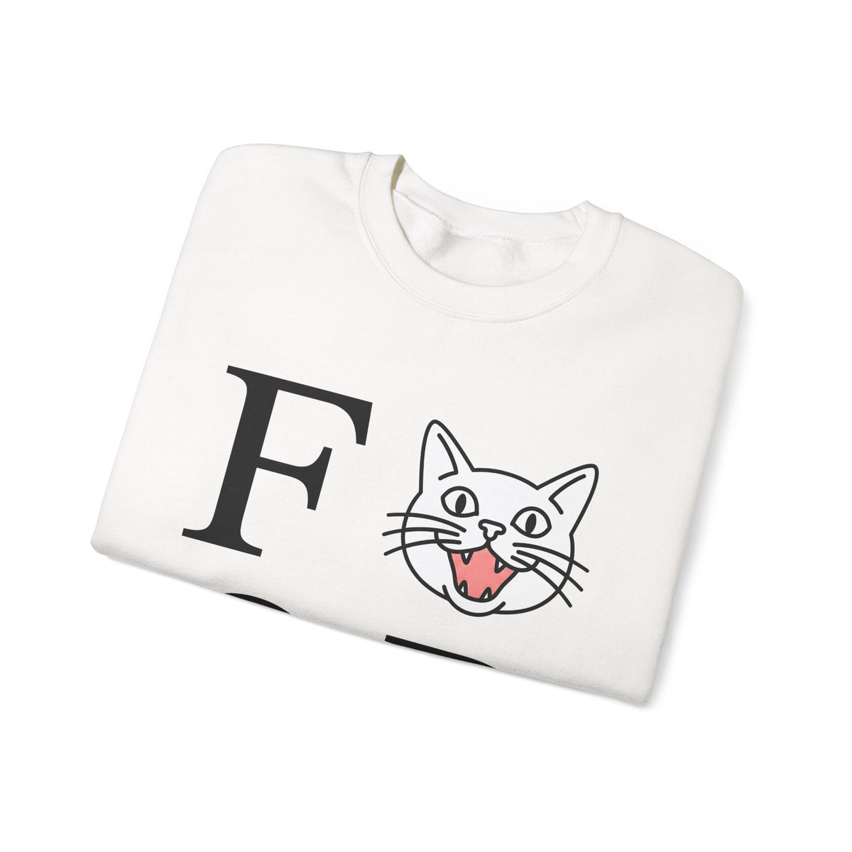 Cat Face Graphic Sweatshirt Cat Humor Gift Women Minimalist Sweatshirt Kitty Sweatshirt Feline Fan Simple Sweatshirt Funny Graphic Modern Bold Letters Sweatshirt