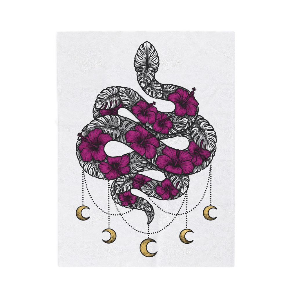 Serpent Flower Blanket Boho Chic Spiritual Gift Women Hippie Blanket Snake Flower Blanket Bohemian Enthusiast Psychedelic Blanket Mystical Graphic