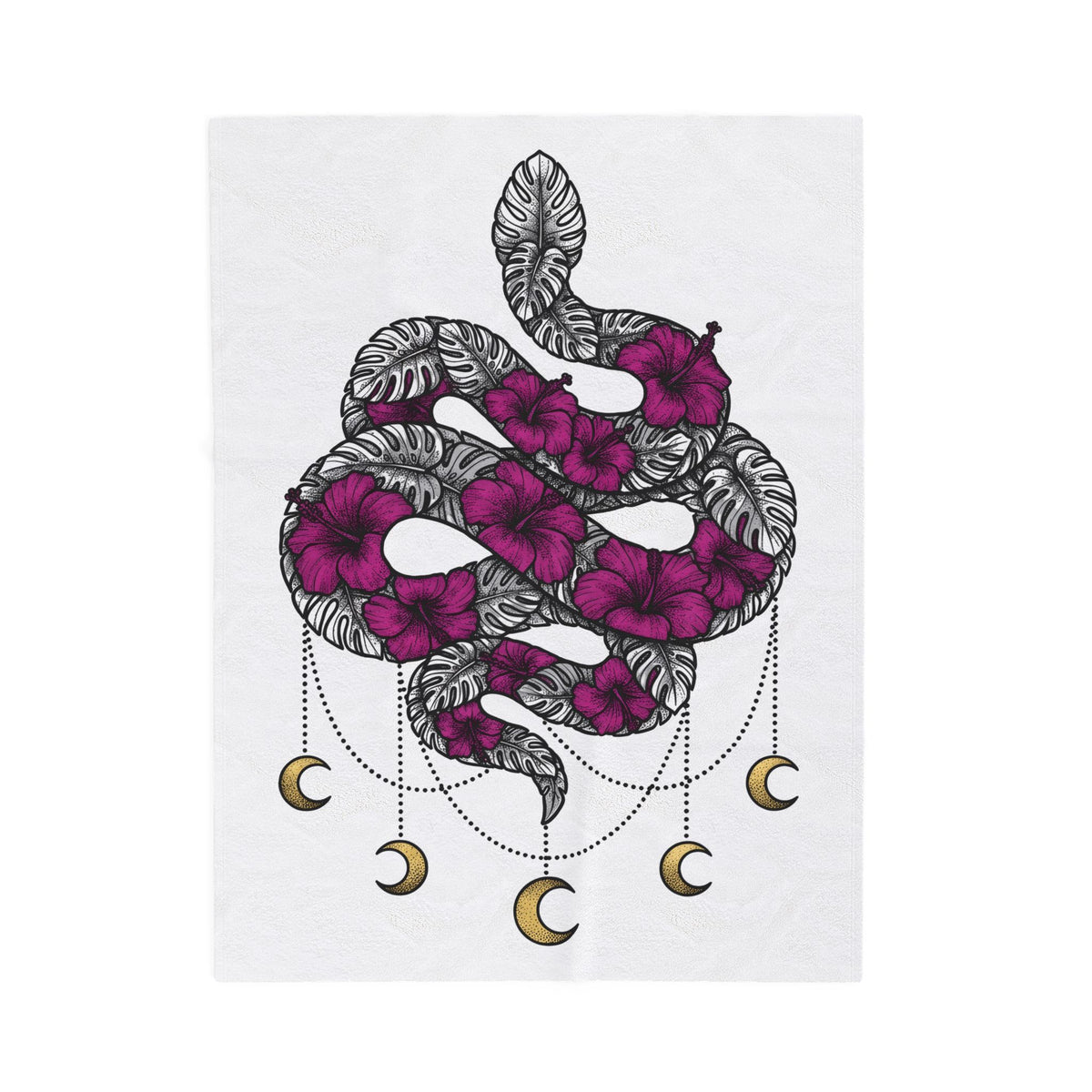 Serpent Flower Blanket Boho Chic Spiritual Gift Women Hippie Blanket Snake Flower Blanket Bohemian Enthusiast Psychedelic Blanket Mystical Graphic