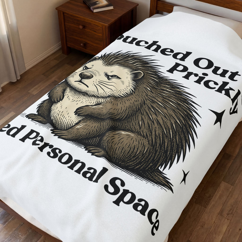 Grumpy Porcupine Blanket Moms Humor Gift Women Hand Drawn Blanket Quillpig Blanket Motherhood Fan Illustrated Graphic Blanket Vintage Stars Blanket