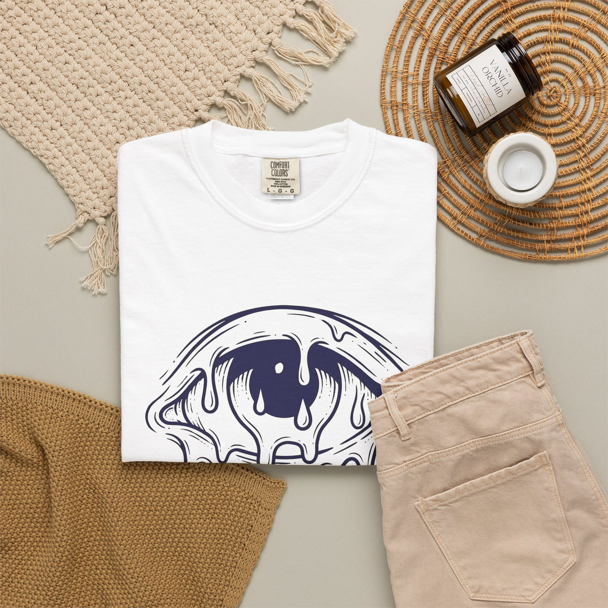 Melting Eye T-Shirt Aesthetic Gothic Gift Women Line Art T-Shirt Weeping Eye T-Shirt Style Fan Graphic T-Shirt Dark Illustration Minimal Drips