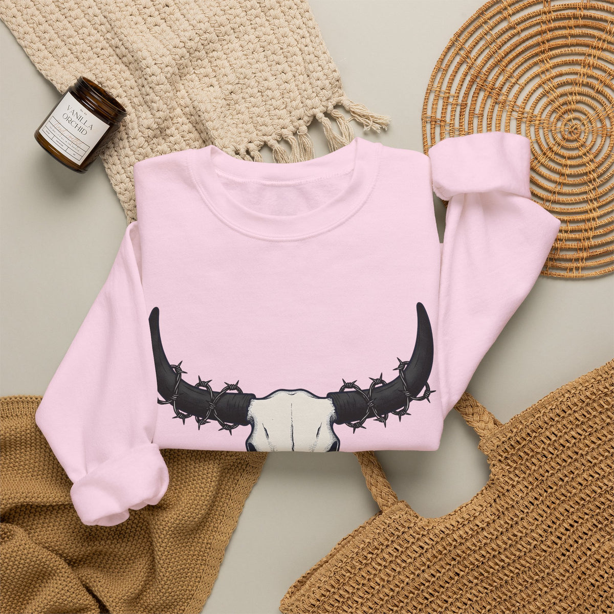 Bull Skull Sweatshirt Cowgirl Ranch Gift Women Western Sweatshirt Cow Skull Sweatshirt