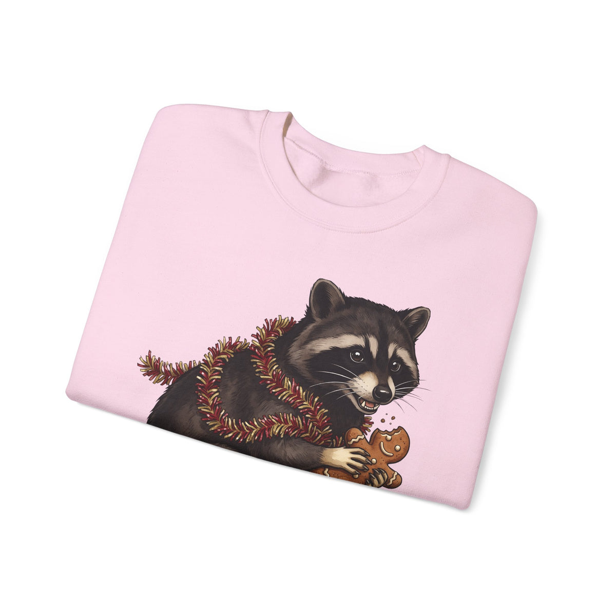 Raccoon Graphic Sweatshirt Christmas Animal Gift Women Cute Sweatshirt Trash Panda Sweatshirt Xmas Fan Wildlife Graphic Illustration Hand Drawn Gingerbread