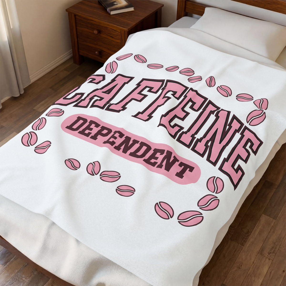 Coffee Beans Blanket Coffee Humor Gift Women Bold Blanket Coffee Blanket Caffeine Fan Coffee Art Blanket Funny Graphic Retro Pink Accent Blanket