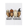 Owl Halloween Fauna Gift Rustic Owl Horror Fan Hoot Wildlife Doodle Lantern Blanket