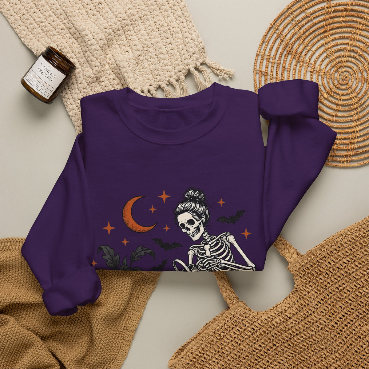 Skeleton Gardener Sweatshirt Mom Halloween Gift Women Tattoo Sweatshirt Bones Sweatshirt Mother Enthusiast Ink Sweatshirt Spooky Graphic Vintage Houseplants
