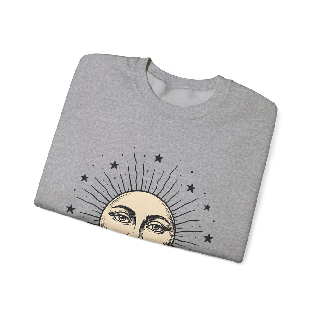 Sun Face Sweatshirt Boho Chic Space Gift Women Rustic Sweatshirt Sun Sweatshirt Hippie Fan Bohemian Sweatshirt Galaxy Graphic Line Art Stars Sweatshirt