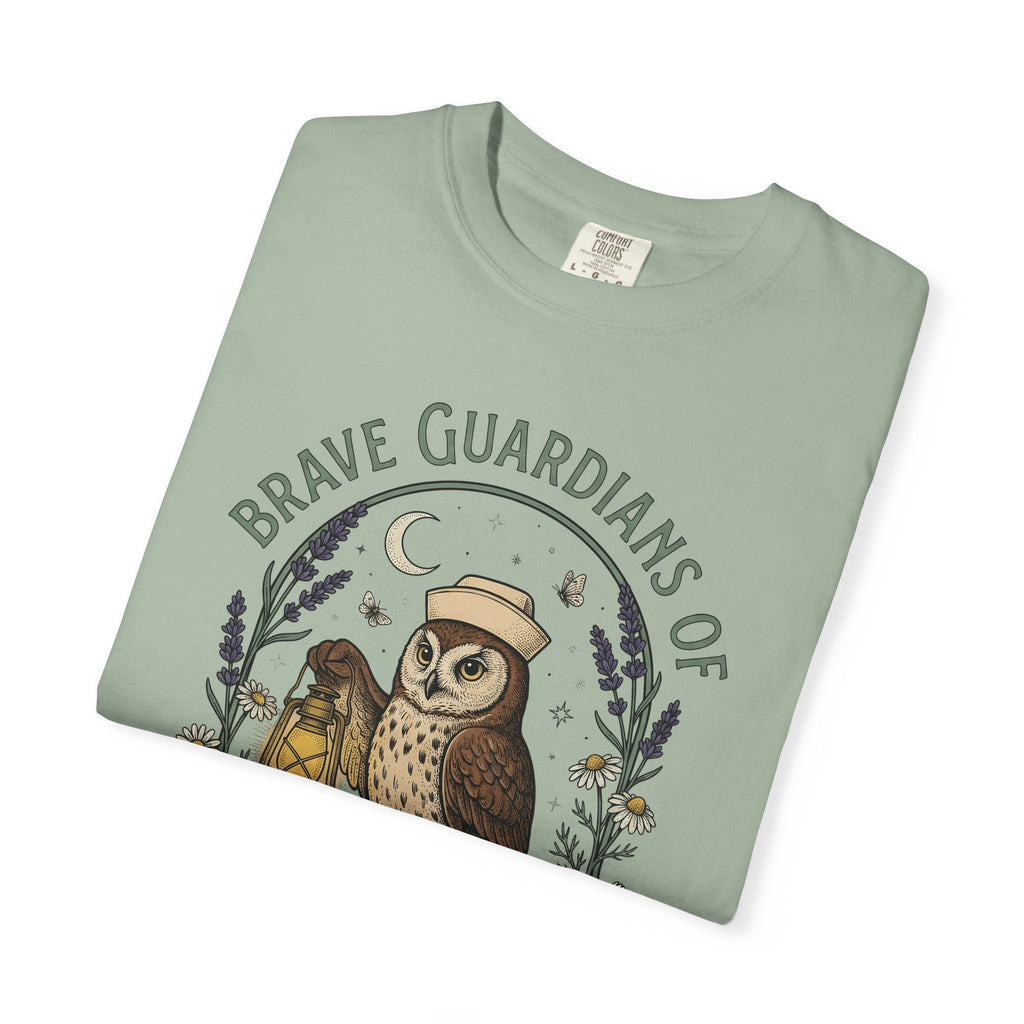 Nursing Owl T-Shirt Nurses Gratitude Gift Women Retro T-Shirt Owl T-Shirt Nurse Enthusiast Vintage T-Shirt Appreciation Graphic Sketch Torch T-Shirt
